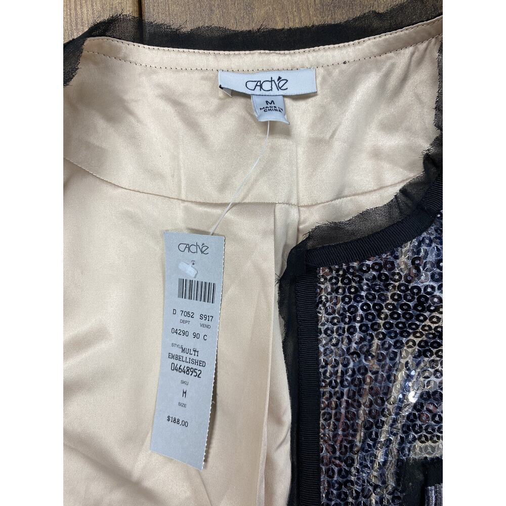 CACHE Silver Black Sequin Jacket Medium NWT $188 … - image 4